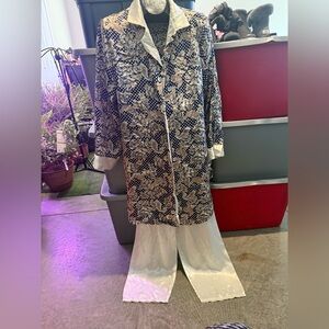 Floral Black and White Pant Set mp49